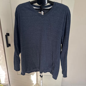 Men's HUDSON & BARROW Blue Long Sleeve V-Neck Tee 3XL